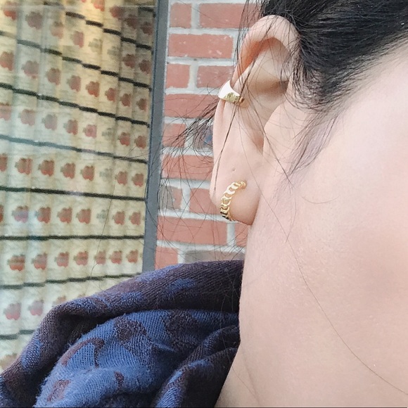 Aleja Cuban Link Chain Huggie Hoop 18K Gold S925 - Picture 2 of 8